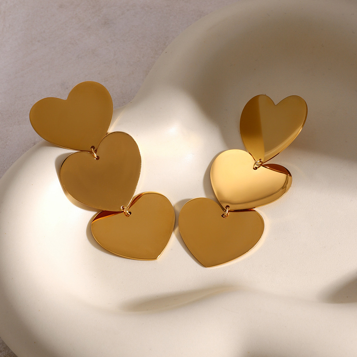 1 Pair Simple Style Heart Pentagram Shape Stainless Steel 18K Gold Plated Women's Drop Earrings h5 